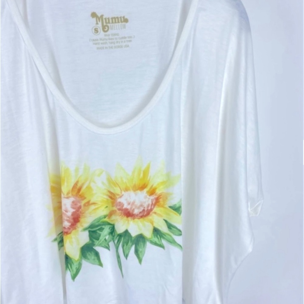 SHOW ME YOUR MUMU Sunflower Tee Shirt, M/L, (8-10), NWT - Picture 4 of 10